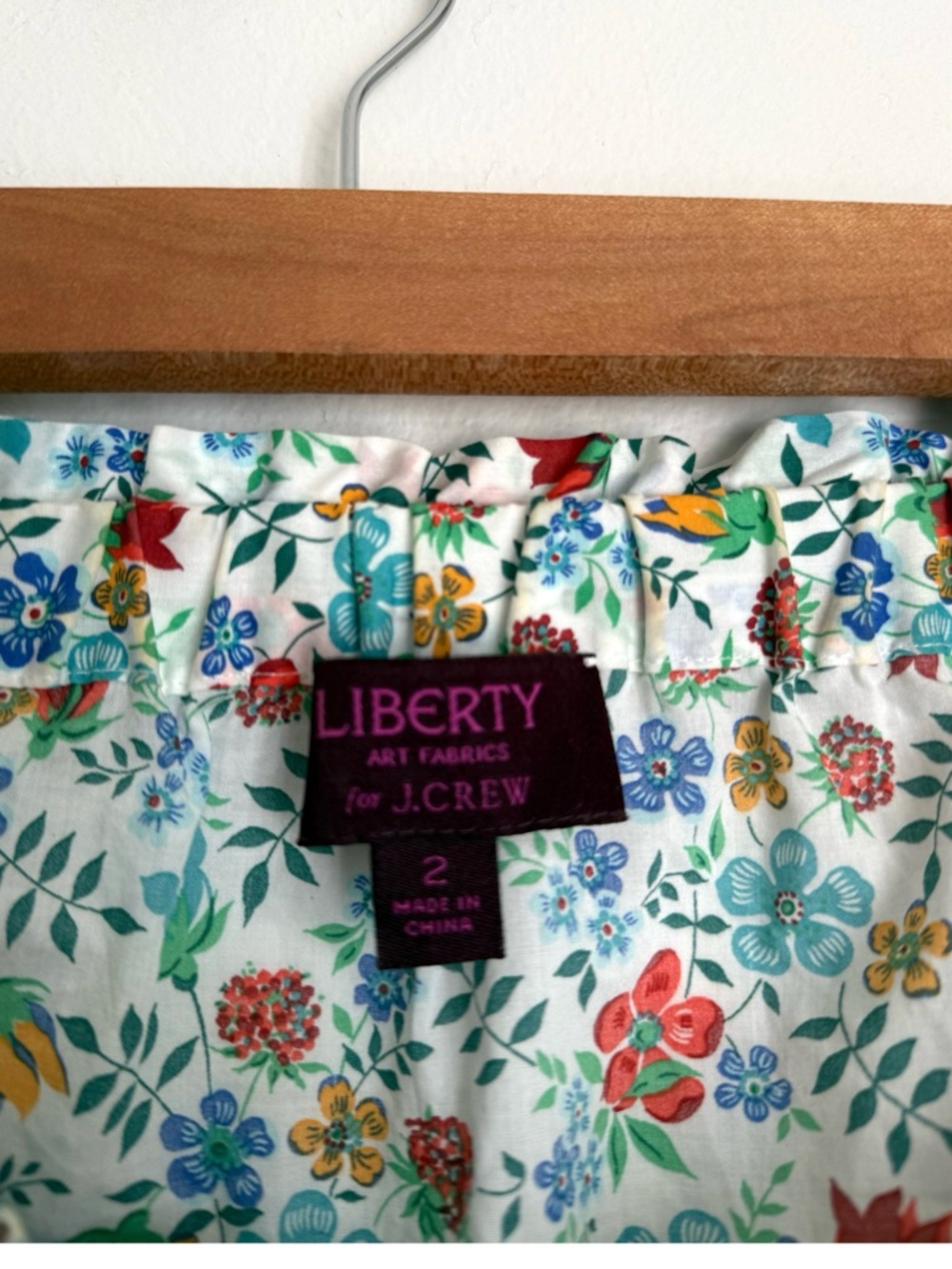 J. Crew Liberty London Floral Edenham Off Shoulder Cotton Long Sleeve - Picture 5 of 6